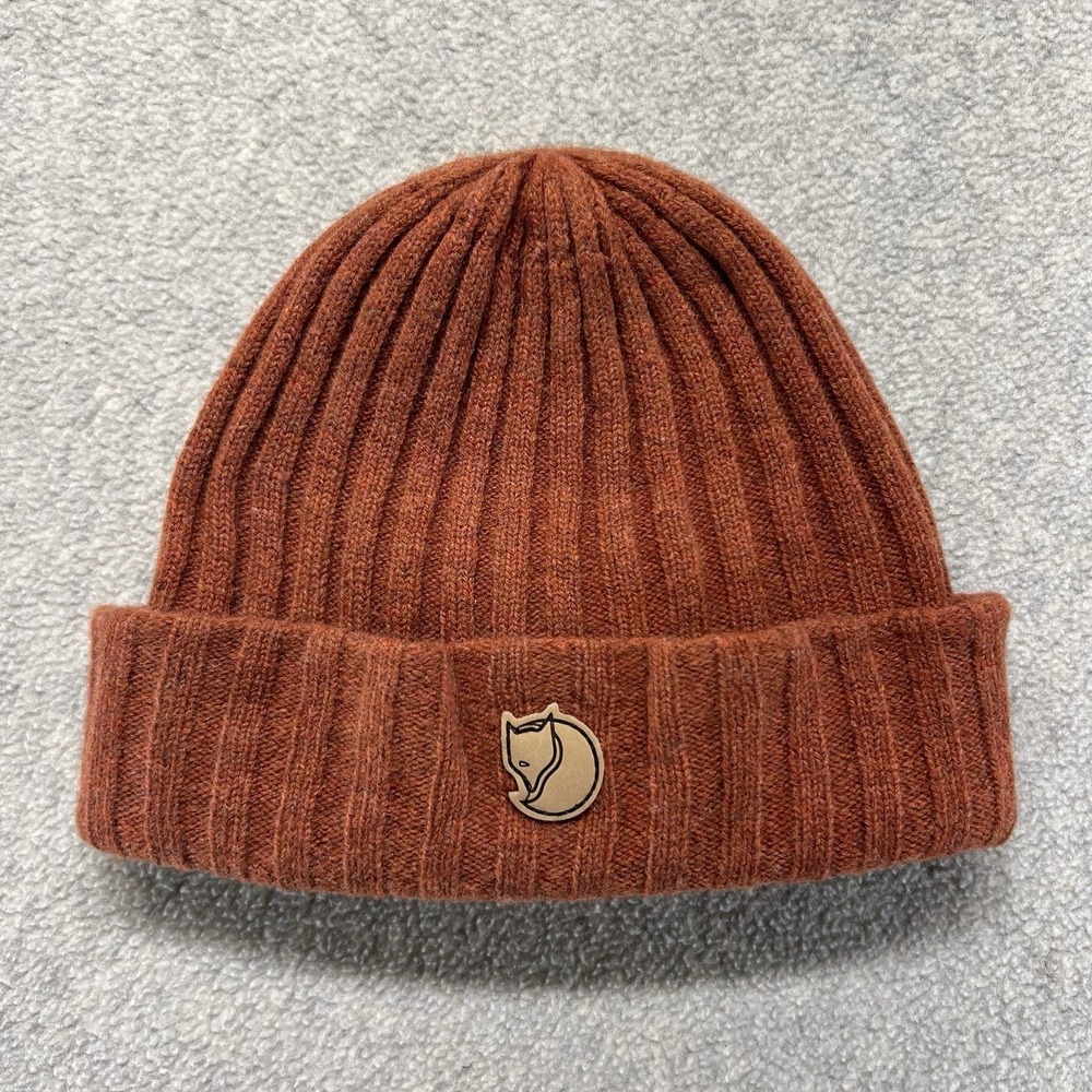 Fjallraven Byron Hat Rib Knit‎ Beanie Acorn Brown Wool Blend One Size